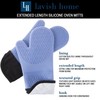 Hastings Home Silicone Oven Mitts, Extra Long Heat Resistant with Quilted Lining, 2-sided Textured Grip, 1-pair, Blue 283726DKK